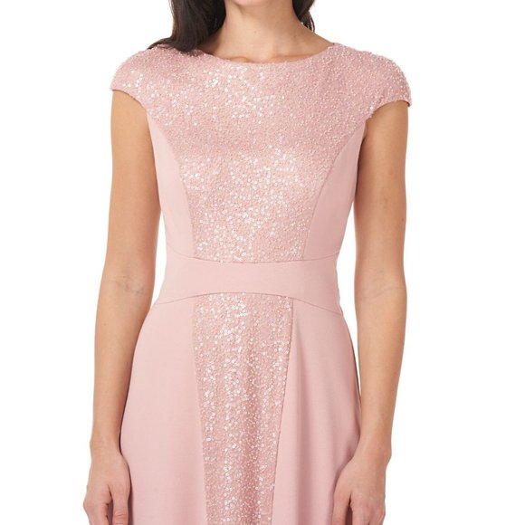 JS Collections Sequin & Crepe a-Line Dress in Blush - Size 10 - Picture 3 of 5